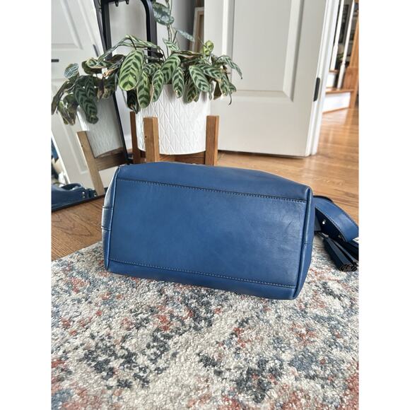 Vintage Coach 19893 Legacy Hobo Cognac XL Leather Shoulder Handbag Tassels Blue - Picture 5 of 7